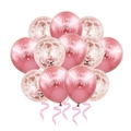 Ballons rose métallisé Happy Birthday et ballons à confettis or rose pour la fête - Or Rose Métallique