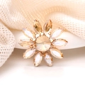 Macro detail of champagne crystal flower brooch on elegant soft beige mesh background - Champagne