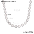 Titanium steel necklace with sparkling zircon rings in a polished silver finish - Steel Color White Zirconia Necklace