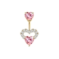 Piercing de nombril en zircon coeur rose avec plaquage or et accents de pierres blanches - Cœur Évidé Or / Or
