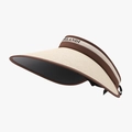 Visiera parasole pieghevole in paglia beige con tesa larga e bordo marrone da donna - Regolabile / Beige Caffè(24H126)