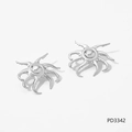 Ohrstecker aus silbernem Edelstahl in Oktopus-Form mit polierter Perle für Damen - Silberne Oktopus-Ohrringe (PD3342)