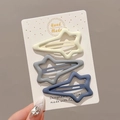 Three-piece star-shaped hair clips in cream, dark grey, and morandi blue matte finish - 5# Shooting Star Set of 3 - 6cm