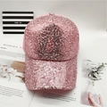 Pink sequin baseball cap for women with high-density sparkling finish and mesh back - One Size(Adjustable) / Pink