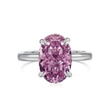 Elegant S925 silver ring featuring an oval pinkish-purple zircon in a four-prong setting - US 5 / Pink Purple