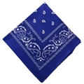 Dettaglio della bandana blu navy con classici motivi paisley bianchi e bordi geometrici - 54x54cm / Blu Reale (658708)