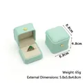 Boîte à bagues carrée en cuir PU vert menthe avec logo couronne dorée de luxe - Boîte à bague / Rose bonbon