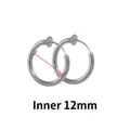 Pendientes de clip de 12mm en acero inoxidable plateado para orejas sin perforar - Color Acero Sin Bucle-12mm