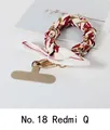 Red and white silk scarf entwined with gold chain phone wrist strap with metal clasp - 18# Red Beige Pattern