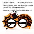 Orange Halloween party glasses with spider web and HALLOWEEN text motif, 18.1x11.8cm - Felt Halloween Glasses-Style B
