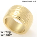 Anillo de acero inoxidable dorado con textura martillada, banda unisex de 14mm - US 6 / Dorado (KR82568-K)