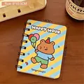 Mini-Spiralnotizbuch mit niedlichem Comic-Bär und Happy-Hour-Design in Gelb und Blau - 3# Ballon Bär