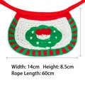 Christmas themed hand-knit pet bandana with wreath decor and red ties for dogs and cats - Christmas Red & Green Bib / Fits Pets within 15kg