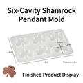 Molde de silicona de 6 tréboles para llaveros de resina DIY medidas 14x9,6cm - 6 Cavidades Trébol de Tres Hojas Simple
