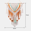 Handmade macrame wall hanging in beige, orange and mint green colors, 65x75cm size - Orange and Green Force of Life Tapestry
