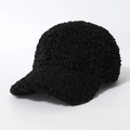 Winter thick warm black lamb wool baseball cap with soft fleece texture on white background - Black-Style 1 (Lamb Curl)