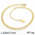 Golden titanium steel NK Cuban chain anklet for women with adjustable lobster clasp - Gold Curb Chain Style (KJ3747-Z)