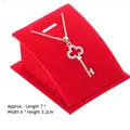 Red velvet jewelry stand with silver key necklace, size 7x6x3.2cm for retail display - Single Pendant Stand Red