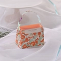 Elegant floral wedding favor box with holographic handle and Best Wishes text - Small (5x10x7.5cm) / Orange