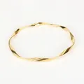 Minimalist Mobius gold titanium steel bracelet with twisted polished surface for women - Twisted Wave Style / Gold