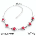 Bracelet en acier inoxydable avec six étoiles en zircon rouge et fermoir mousqueton - Couleur Acier (Strass Rouge) (KB183083-TJG)