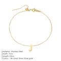14k gold-plated stainless steel anklet with initial J pendant for women - Letter J / Gold