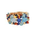 Bohemian multilayer beaded bracelet with blue faux turquoise and assorted colorful stones - Colorful