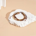 Detail view of multi-layer beaded bracelet with brown agate and adjustable drawstring - Slider Bracelet / Brown Multi-layer