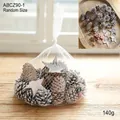 Christmas pine cone and silver wooden stars decor set in white net bag, 140g weight - White Mixed Style Large Gift Set