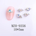 Macro view of Aurora 3D heart nail charms with silver wings, size 10x5mm, model MZH-9356 - White Moonlight Iridescent Style (9356)