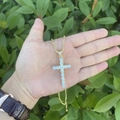 Hip hop 18K gold plated copper cross pendant necklace with sparkling zircon stones - Multi-stone Arrangement Cross (1#)
