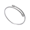 Sleek silver stainless steel twisted wire cable cuff bracelet with polished bead ends - 3mm Thickness / Silver