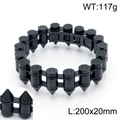 Herenarmband van zwart roestvrij staal met gepolijste klinknageldetails - 20mm Breedte (KB149759-KFC) / Zwart