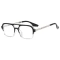 Retro pilot sunglasses with double metal bridge and black to transparent gradient frames - Gradual Black Frame Clear Lens