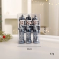 Nutcracker Christmas ornaments in silver gray with glitter finish, set of 3 with dimensions - Dark Blue Soldier