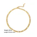 18K gold-plated stainless steel Figaro necklace with square zircon pendant for women - Square Zirconia Figaro Necklace (YYN023171-W)