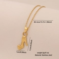 Collier en acier inoxydable doré avec pendentif botte à talon et chaîne de 40+5cm - Style de Talons Hauts Élégants Dorés (5#)
