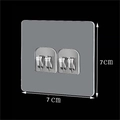 Transparent self-adhesive wall hook 7x7cm with double silver metal U-shaped hooks - 7*7cm Double Claw Hook / Clear