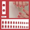24 unghie finte press-on sfumate francesi in rosa antico con glitter e forma coffin - Stile Sogno Francese (R913)