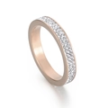 Elegante anillo de acero inoxidable oro rosa con doble hilera de circonitas cúbicas - US 10 / Oro Rosa (KR46551-K)