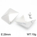 Chunky silver square geometric stud earrings in polished stainless steel, 29mm size - Steel Color (KE113982-KFC)