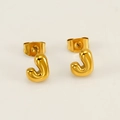Chic 18K gold plated titanium steel letter J stud earrings with a high polish finish - Letter J