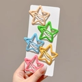 Five-piece set of colorful macaron hollow star-shaped metal BB hair clips on card - Star (8#) / Five-Piece Set / Macaron Series