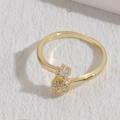 Anello geometrico minimalista in oro con zirconi cubici incrociati per donne chic - Zircone Rotondo Colore Oro 14K