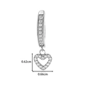 G23 titanium navel ring featuring a hollow heart pendant with clear sparkling crystals - Silver