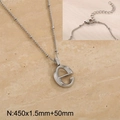 Silver stainless steel necklace featuring a crystal letter e pendant with 45cm chain - Silver Letter E (KN287000-Z)