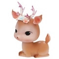 Cute brown resin deer figurine with purple antlers and flower decor for car dashboard - Model 24 Brown Shaking Head Deer