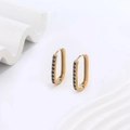 Minimalistische vergoldete ovale Creolen mit rechteckigen schwarzen Zirkonia-Steinen - U-Form Gold Schwarz Zirkonia