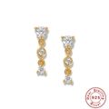 Eleganti orecchini pendenti in argento S925 dorato con tre cristalli trasparenti tondi - Stile Pendente con Tre Pietre Rotonde (Oro #2) / Argento 925 / Oro