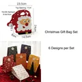 Red Santa Claus felt gift bag with dimensions and assorted Christmas paper bags set - Santa Handbag + 6PCS Paper Bags Set